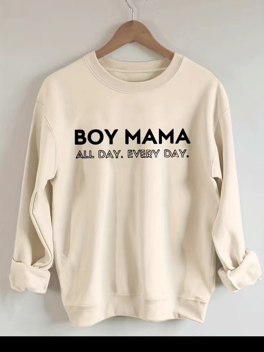 Boy Mama Graphic Sweatshirt - Cream with Black Text